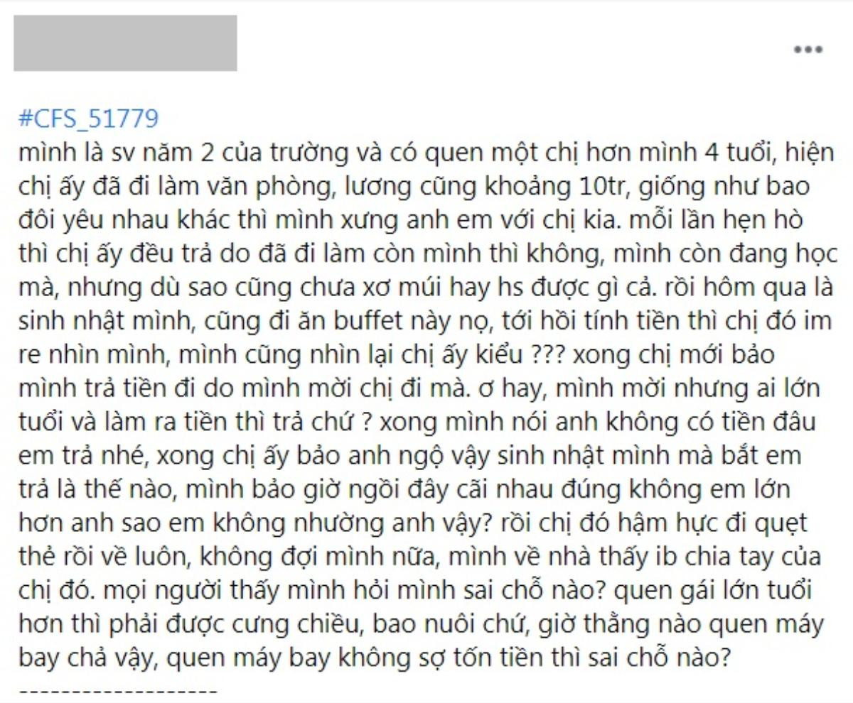 Nam sinh năm 2 quen chị gái văn phòng và câu chuyện đầy tranh cãi: Ai lớn tuổi và đi làm thì trả tiền? Ảnh 2